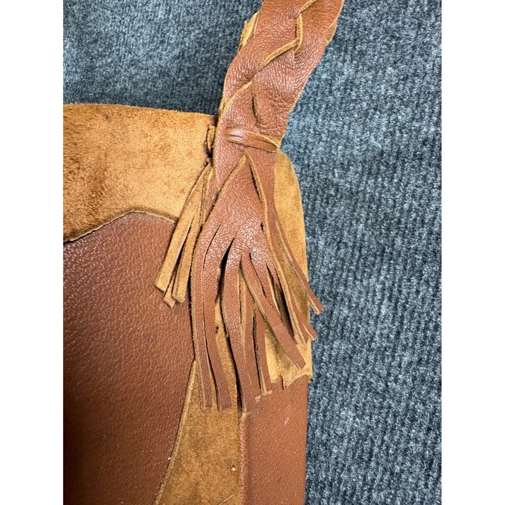 Handmade Leather Suede Hobo Bag Braided Strap Concho Brown Southwestern‎ Boho